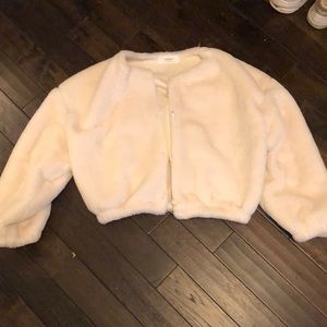 Chuu korea fuzzy pearl button cardigan